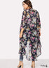 Vestido estilo kimono bohemio color ébano de talla grande para mujer